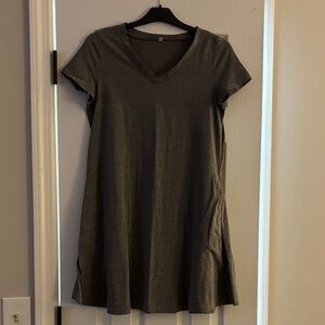 Gray V-Neck Women's Dress